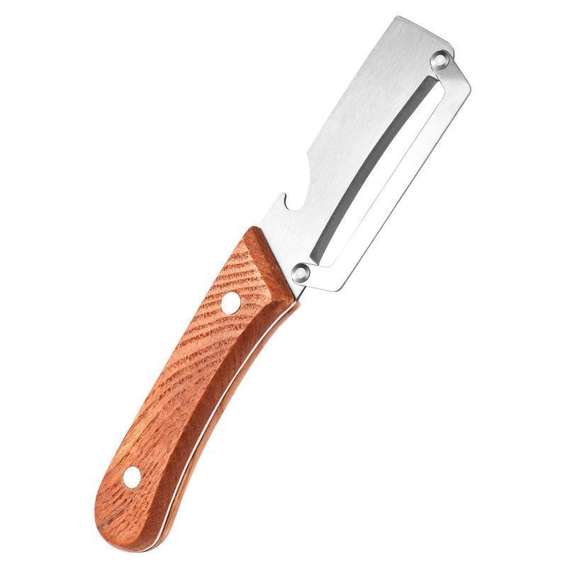 Premium-Grade Fruit & Vegetable Peeler | Sharp Stainless Steel Blade, Ergonomic Wooden Handle + Built-in Bottle Opener – Ideal for Daily Kitchen Use (Potatoes, Apples, Pumpkins & More)