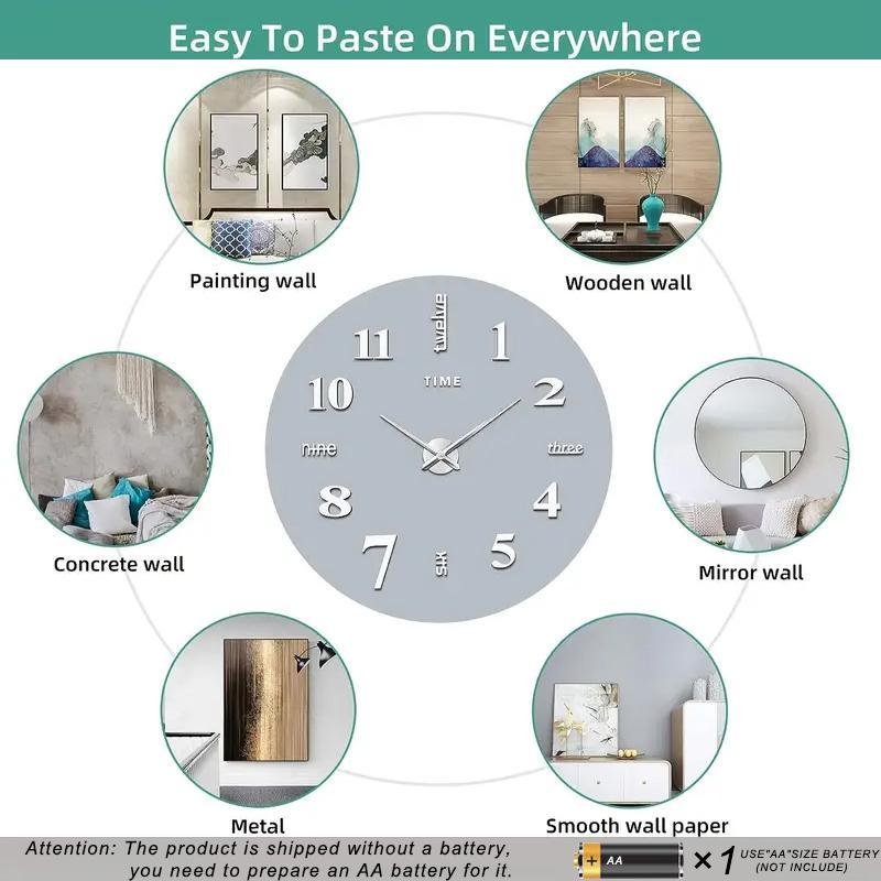 DIY Wall Clock, 1-Count Battery-Powered Modern Acrylic Wall Clock (Battery Not Included), Silent Wall Clock for Home, Living Room and Bedroom Decor, Modern Home Craft Decoration