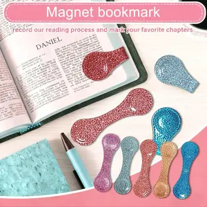 Simple Design Glitter Magnetic Bookmark, Student Reading Magnet Bookmarks, Stationery Gift, Small Gift, Round Flashy Magnetic Bookmark, Multiple Colors Available