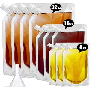 Liquor Flask Kit for Travel, Concealable and Reusable Rum Runner Alcohol Juice Plastic Flasks Liquor Bags for Sneak Drink - 4 x 32 oz + 3 x 16 oz + 3 x 8 oz + 1 funnel