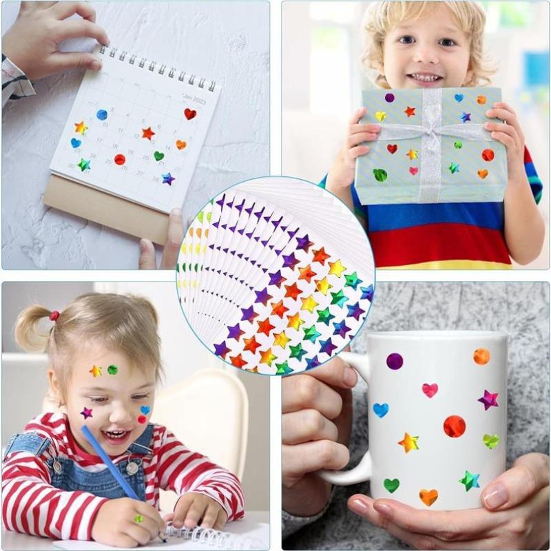 Teacher Reward Stickers Set, 30 Sheets Star Heart Round Design, Perfect for Classroom Home School Behavior Incentive Charts