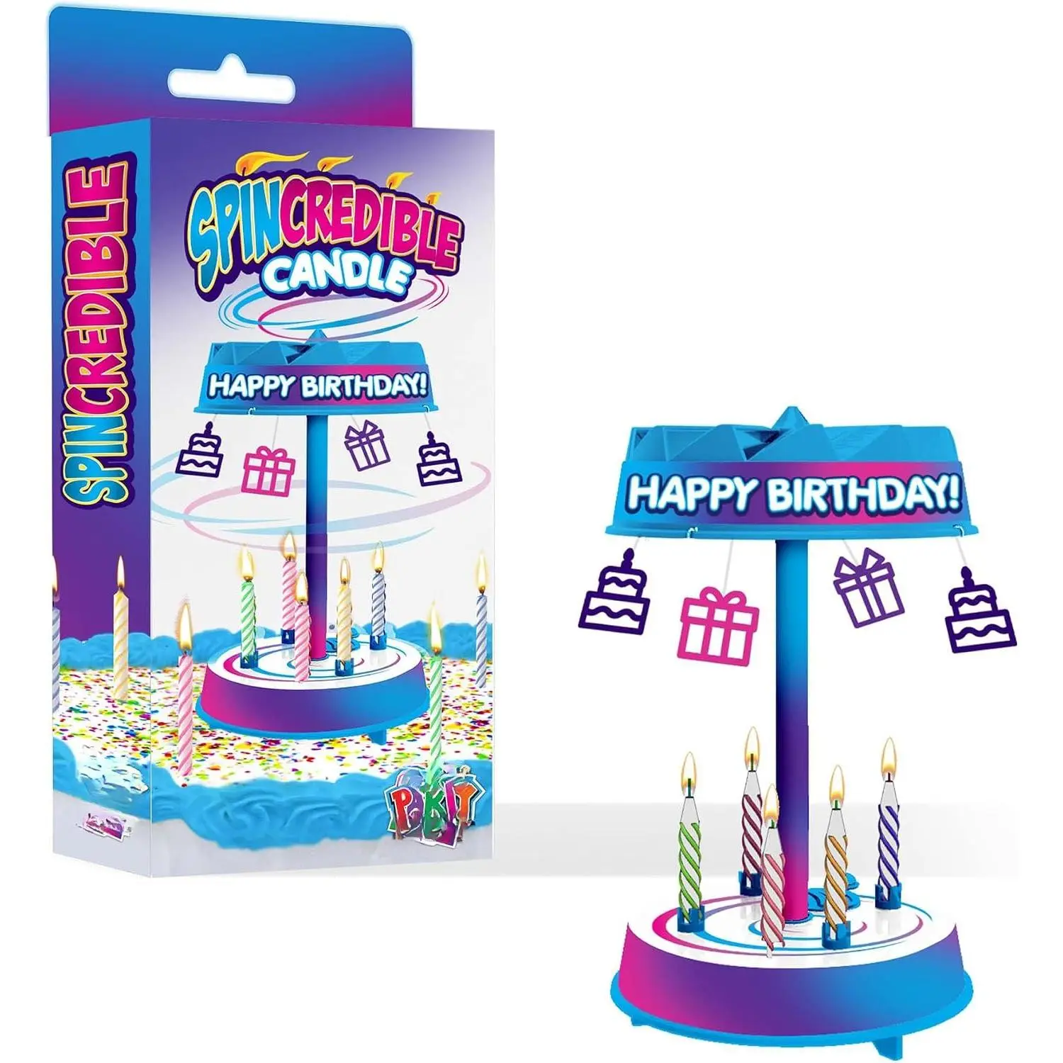 Spincredible Magical Light Cake Decor - Spinning Singing Birthday Candle Topper, Fits Any Size Cake, 1 Count