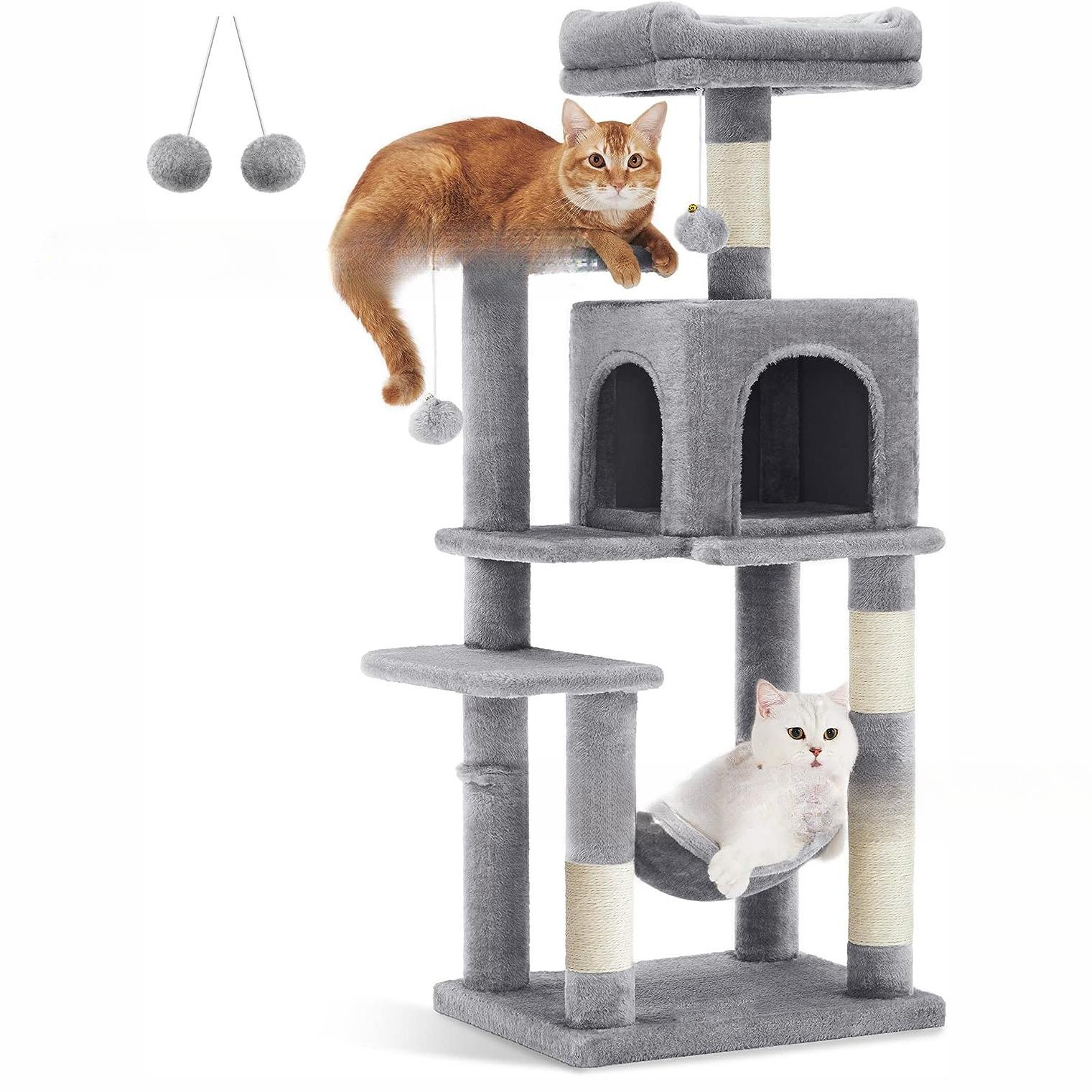 High Rise Space Saving Cat Tree Tall Climbing Tower Stable Cat Play House Heavy Duty Cat Stand for Large Cats Hot Selling