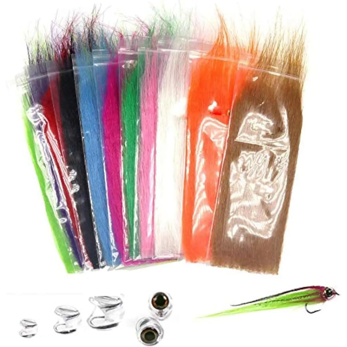 13packs Mix Color Long Fiber Fly Tying Materials Streamer
