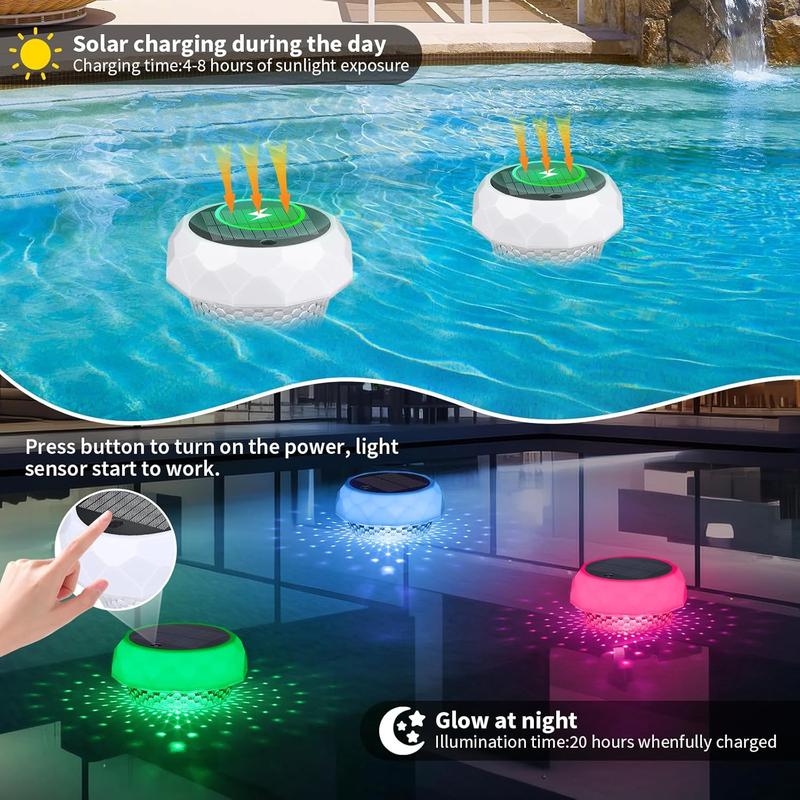 Pool Chlorine Floater with Solar Light, Chlorine Tablet Floater for Pool Fit 1" and 3" Tablets, Floating Chlorine Dispenser with Remote and Adjustable for Pool  Hot Tub