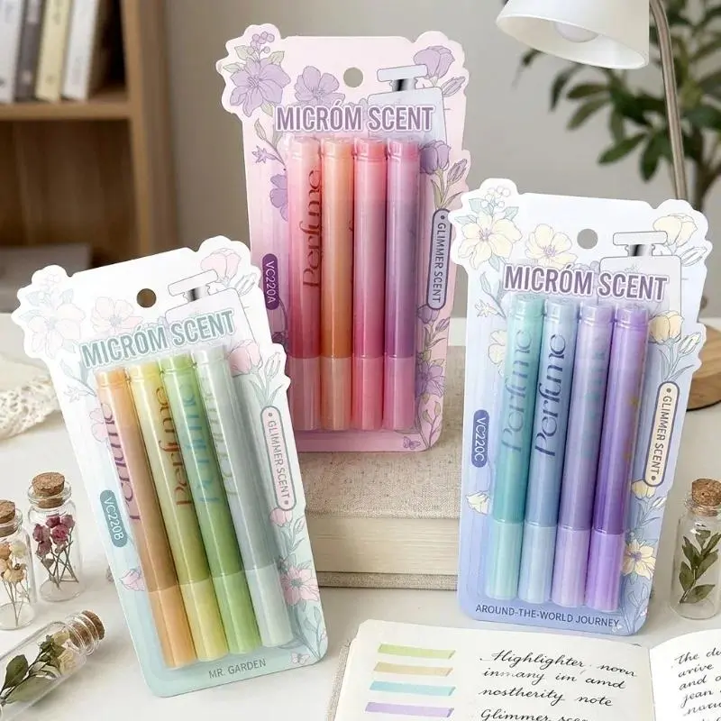 Glitter Scented Highlighter Pen Set with Perfumed Ink, Sparkly Pastel Markers, DIY Journaling Supplies for Office & Party Bag Gifts