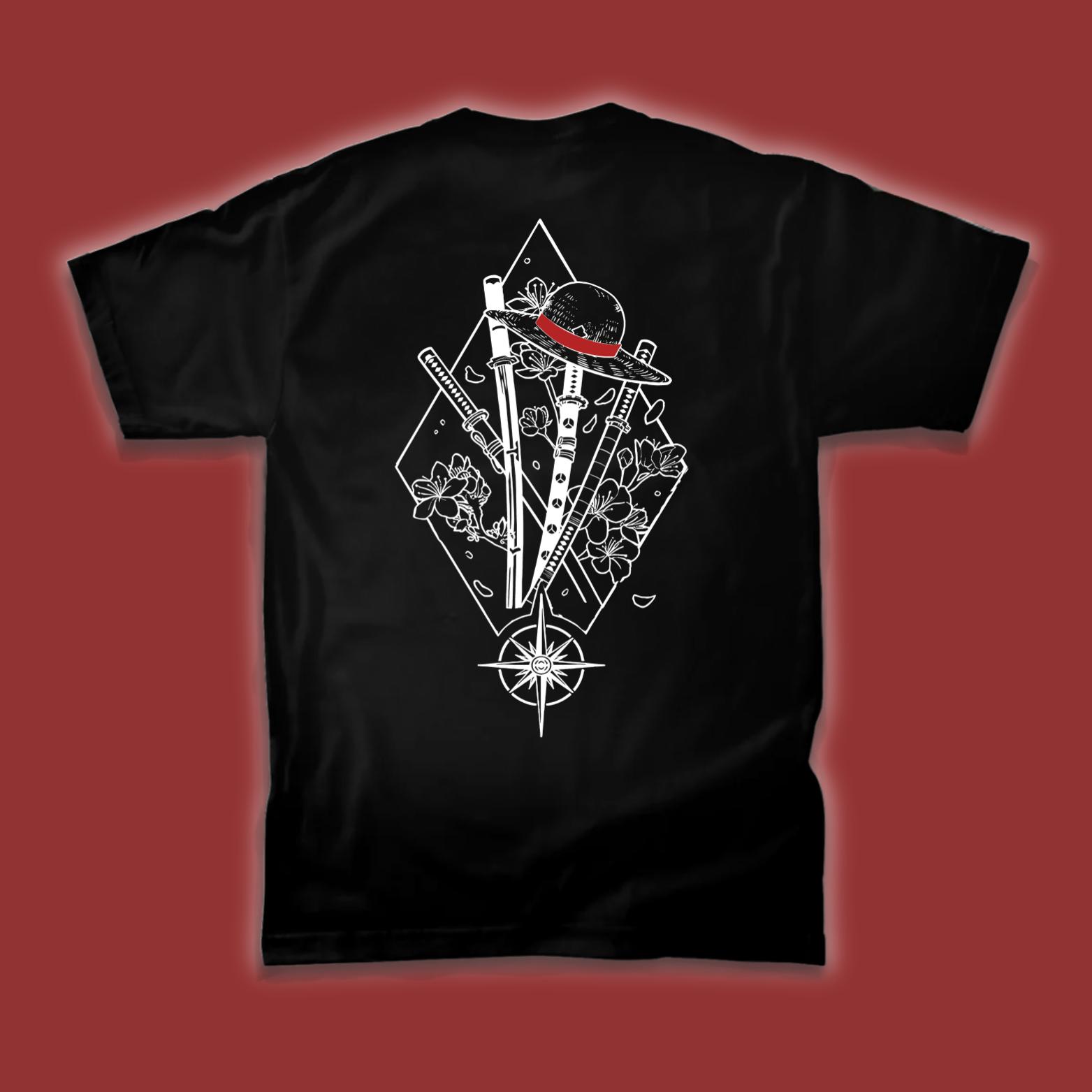 One Piece sword-themed hoodie, simple manga style, iconic straw hat design, ideal choice for anime fans, unisex