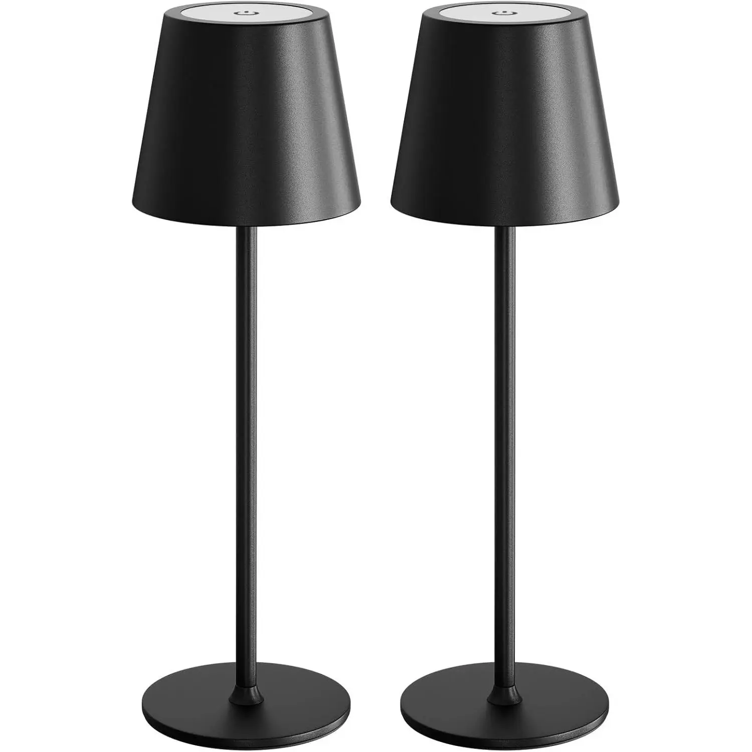 2 Pack Cordless Table Lamp Rechargeable 5000mAH Battery Operated Lights Touch Control LED Portable Desk Lamps 3 Color Dimming for Outdoor Coffee Bedroom Kitchen (Black)