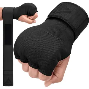 Gel Boxing Hand Wraps Inner Gloves Men Women, Quick 100cm Long Wrist Straps, Elasticated Padded Fist Under Mitts Protection, Muay Thai MMA Kickboxing Martial Arts