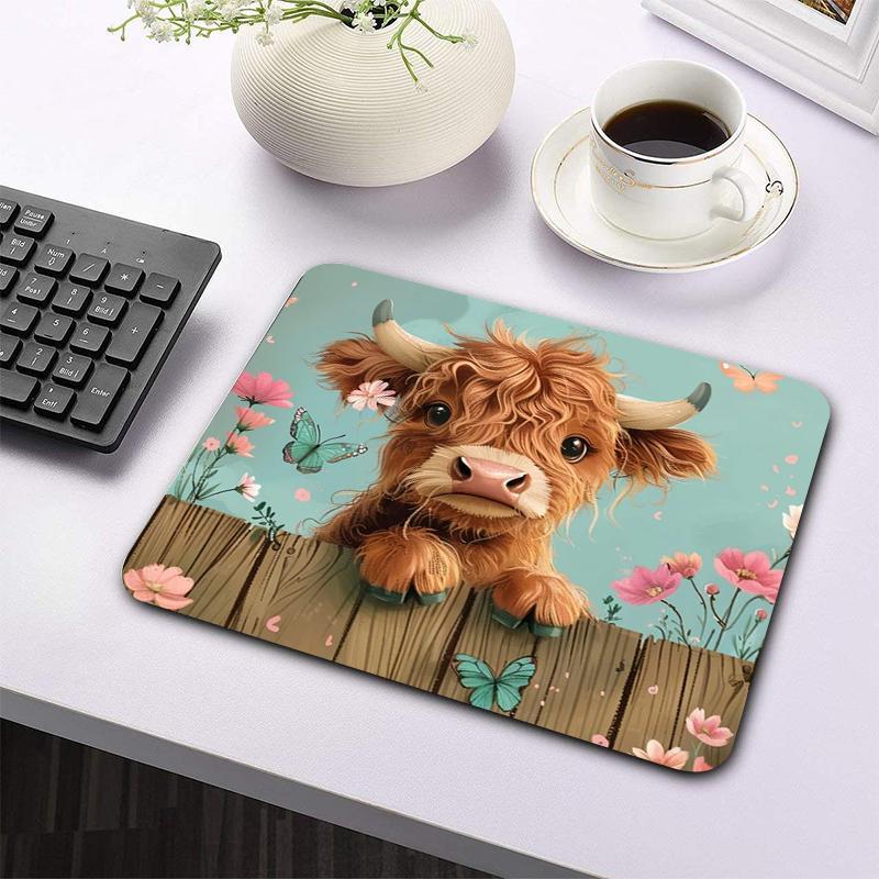 Cute Cartoon Cow & Flower Pattern Mouse Pad, Rectangle Gaming Mouse Pad, Non-slip Rubber Base Mouse Pad, for Home Office Desk Decorative Cute Cartoon Cow & Flower Pattern Mouse Pad, Rectangle Gaming Mouse Pad, Non-slip Rubber Base Mouse Pad, for Home Office Desk Decorative