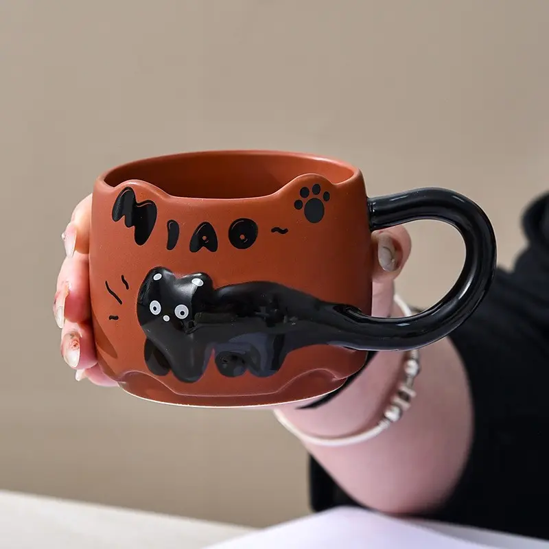 Cute Cat Stackable Ceramic Mugs | Couple Gift Set | Multi‑Use Cup for Juice, Milk & Breakfast,Home Drinkware Gift Kit，Living Room & Parties, Ceramic Coffee Mug
