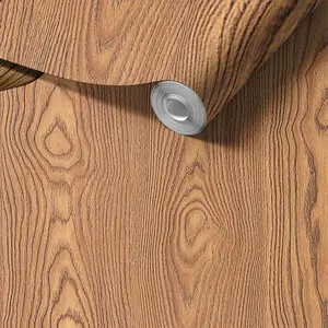 1 Roll Warm Wood Grain Peel and Stick Wallpaper, Rustic Farmhouse Decor for Living Room, Bedroom, Kitchen, Mould-Proof