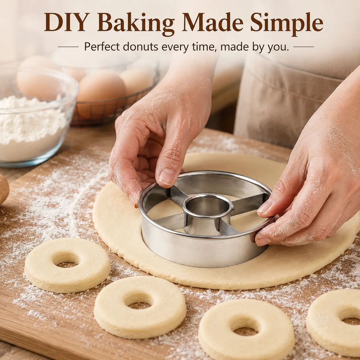 Donut Cutter, Multi-Functional Baking Mold for Donuts & Bread Slices, Durable Rust-Proof Cookie Cutter, Easy to Clean Home Baking & Decorating Tool