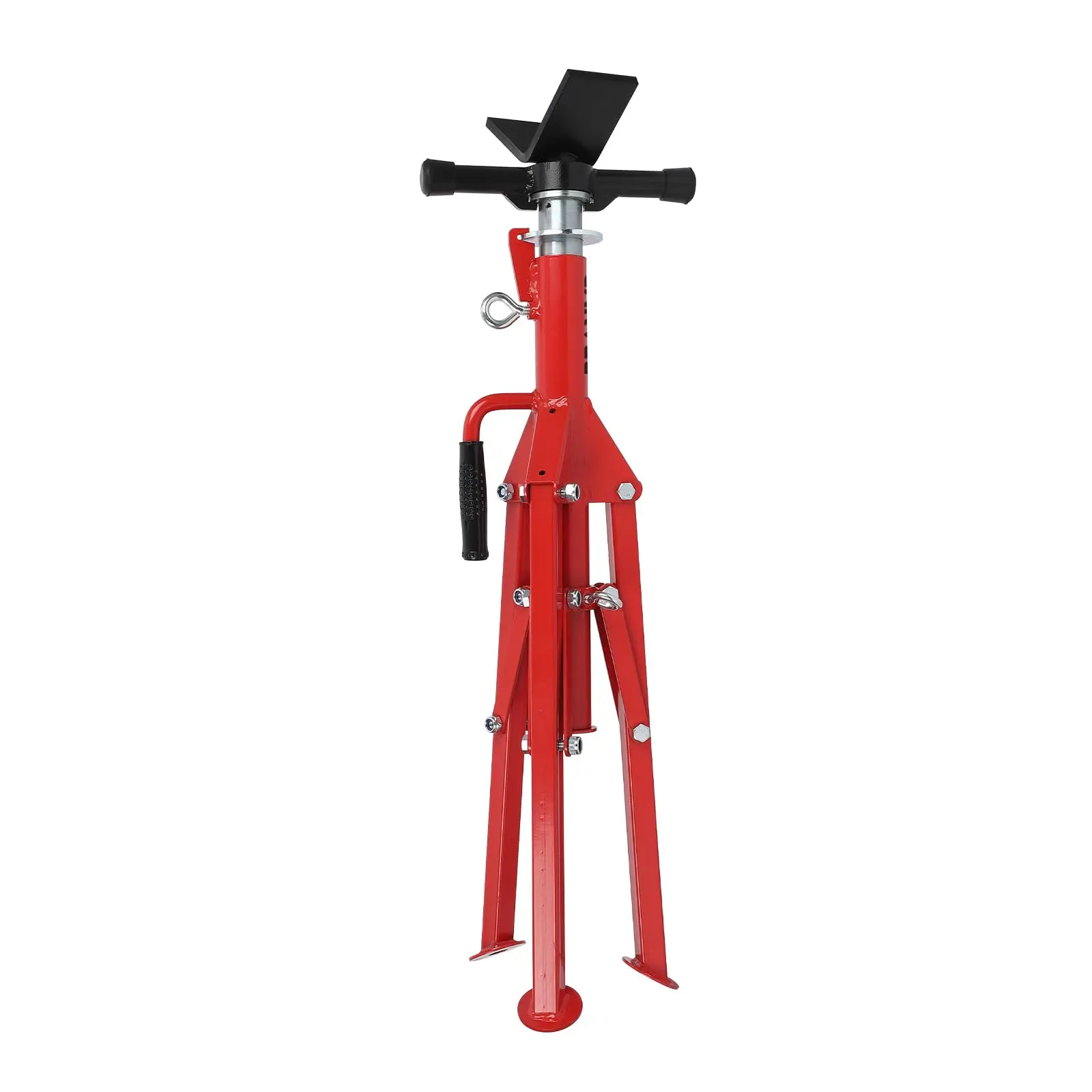 Garvee Heavy-Duty Adjustable Pipe Jack Stand with 2500 lbs Capacity, Folding V-Head Design for Welding, Automotive & Construction, Height Adjustable from 28" to 52", Robust Steel Support in Red