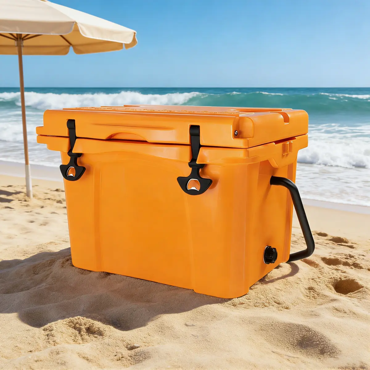 25QT Portable Insulated Hard Cooler with 5-7 Days Ice Retention, Heavy Duty Ice Chest with Bottle Opener, Cup Holder, Ruler & Portable Kitchen for Camping, Fishing, Travel