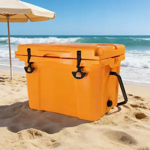 25QT Portable Insulated Hard Cooler with Ice Retention 5-7 Days, Heavy Duty Ice Chest with Bottle Opener, Cup Holder & Ruler for Camping, Fishing, Beach, Travel
