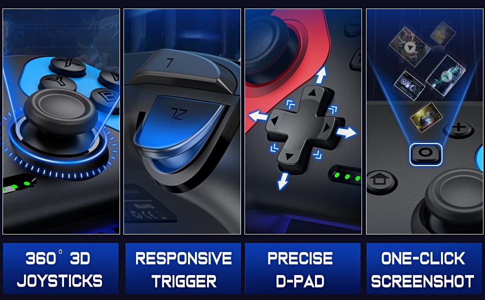 Wireless Switch Controller for Nintendo Switch/Lite/Switch OLED Controller, Switch Controller with a Mouse Touch Feeling on Back Buttons, Extra Switch Pro Controller with Wake-up,Programmable, Turbo functions Wireless Switch Controller for Nintendo Switch/Lite/Switch OLED Controller, Switch Controller with a Mouse Touch Feeling on Back Buttons, Extra Switch Pro Controller with Wake-up,Programmable, Turbo functions