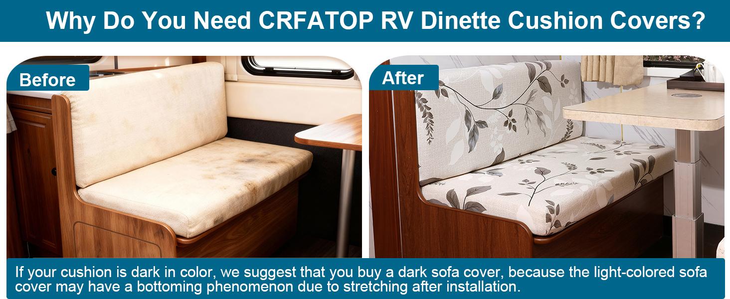 CRFATOP 2 Sets RV Dinette Cushion Covers Printed Camper Cushion Slipcover Stretch 2 Seat Sofa Chair Cover Furniture Protector for RV Camper Car Bench 2 Backrest Covers & 2 Bench Covers,01
