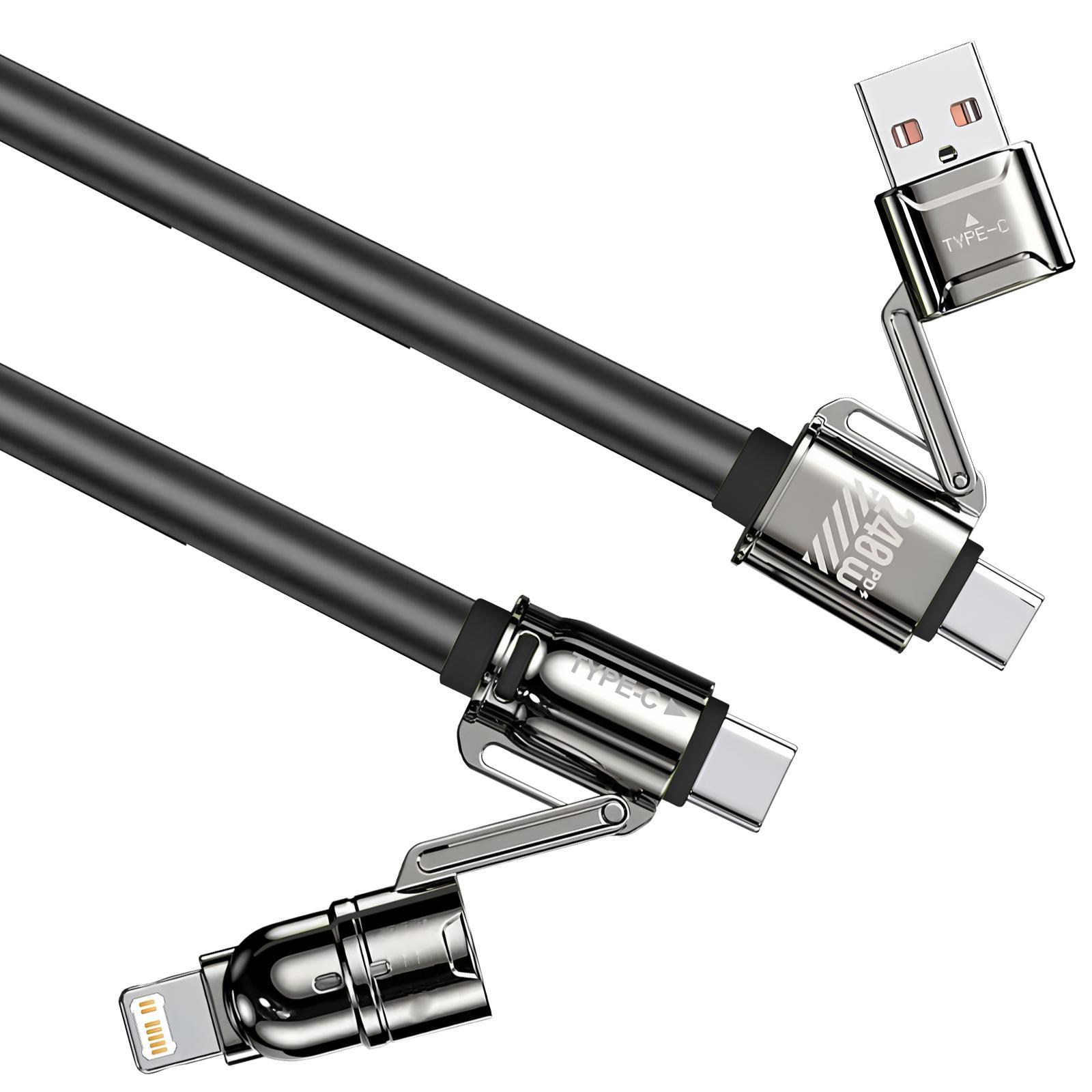 240W 4-in-1 Fast Charging Data Cable, Multifunction Cellphone Charging Cable Compatible with Type-C & iOS Devices, Phone Accessories #GLOBAL PICKS 240W 4-in-1 Fast Charging Data Cable, Multifunction Cellphone Charging Cable Compatible with Type-C & iOS Devices, Phone Accessories #GLOBAL PICKS