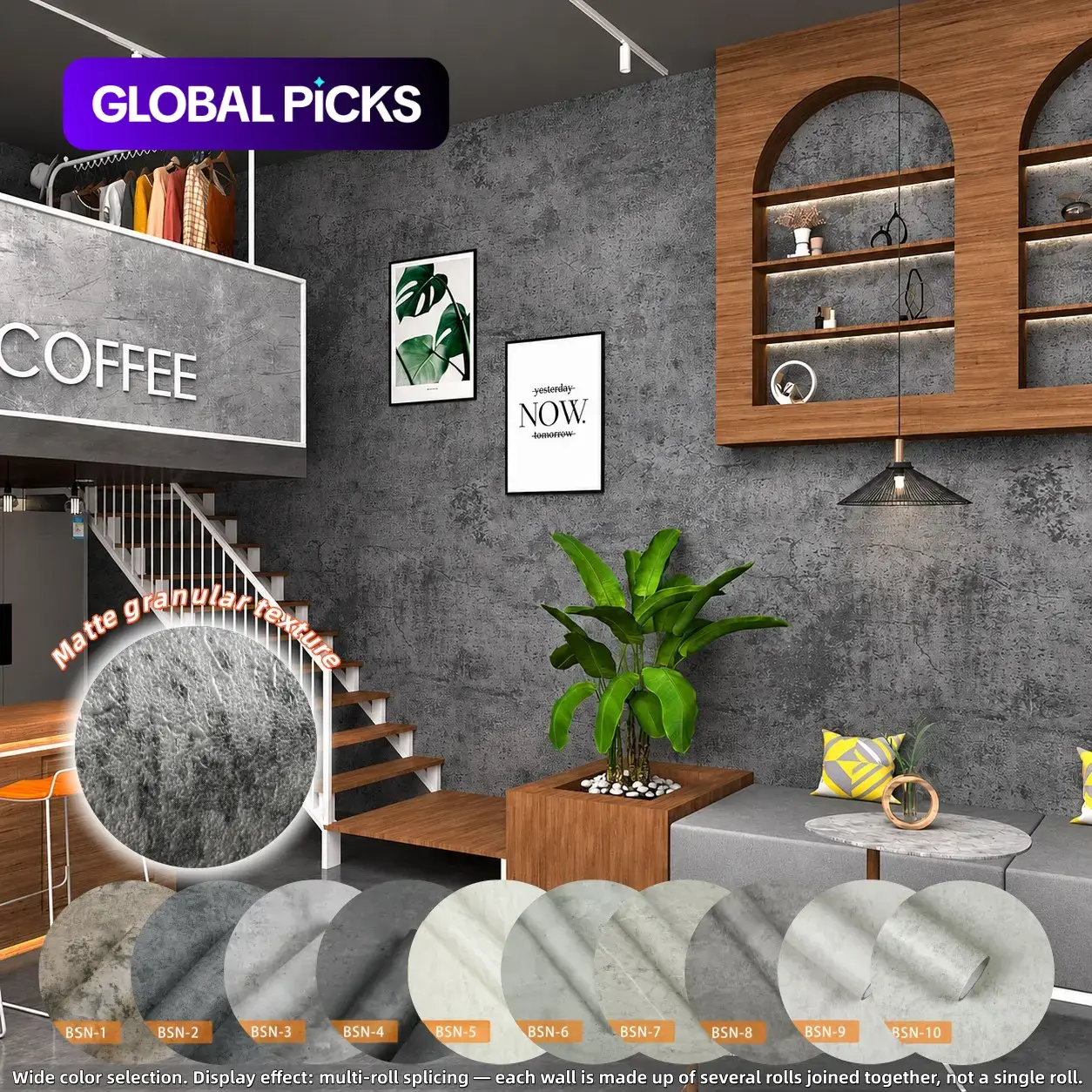 Concrete Wallpaper, 1 Count Wall Sticker, Modern Concrete Wallpaper for Bedroom, Removable Self-adhesive Interior Wall Mural, Peel & Stick Textured Tile Sticker, Home Decor, Peel And Stick Wallpaper