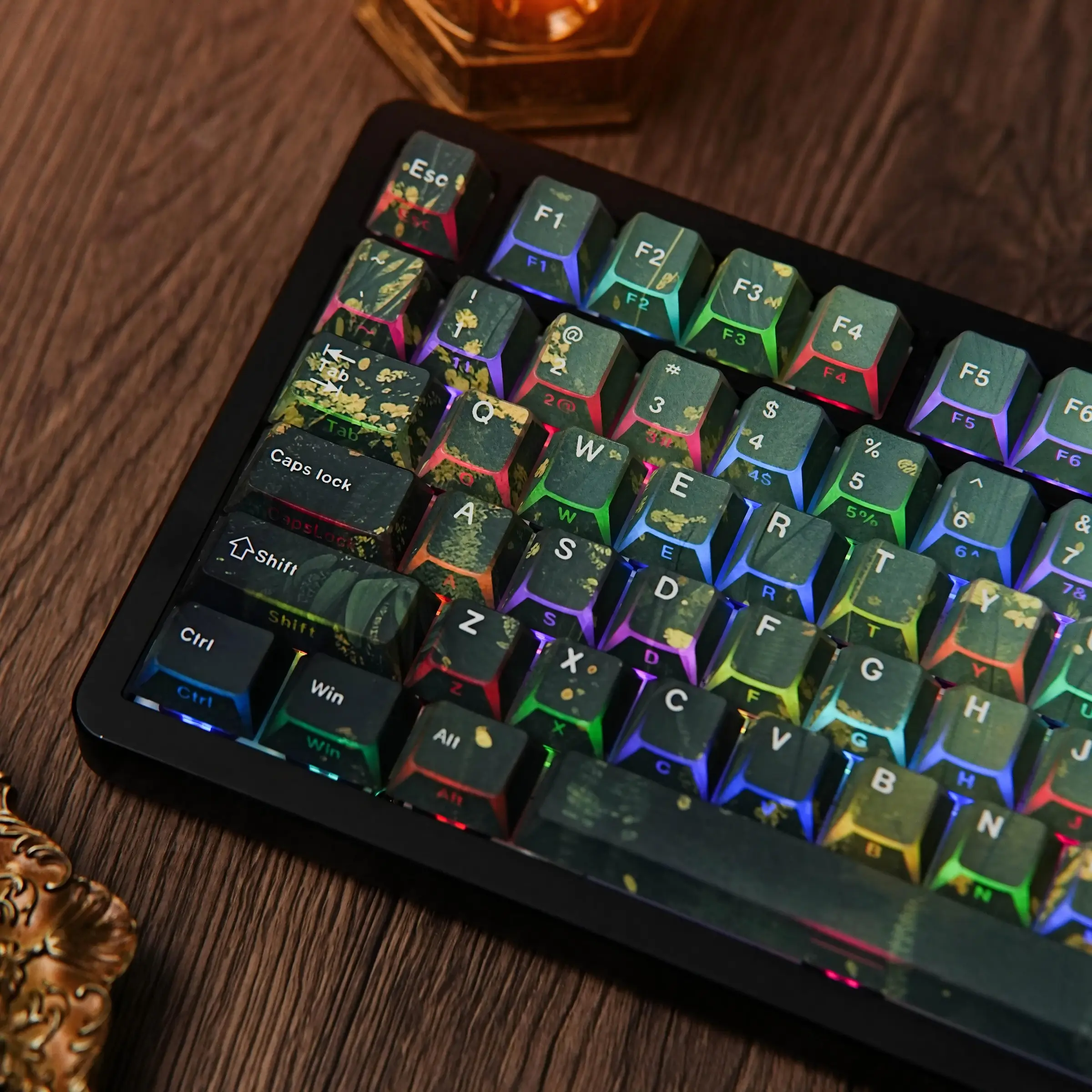 137 Key Summer Keycaps Cherry Profile Side-Lighted Twilight-LAS Profile Reflective Edges 5-Sided Heat Transfer Language Options German English Uk Layout Mechanical Keyboard Accessories