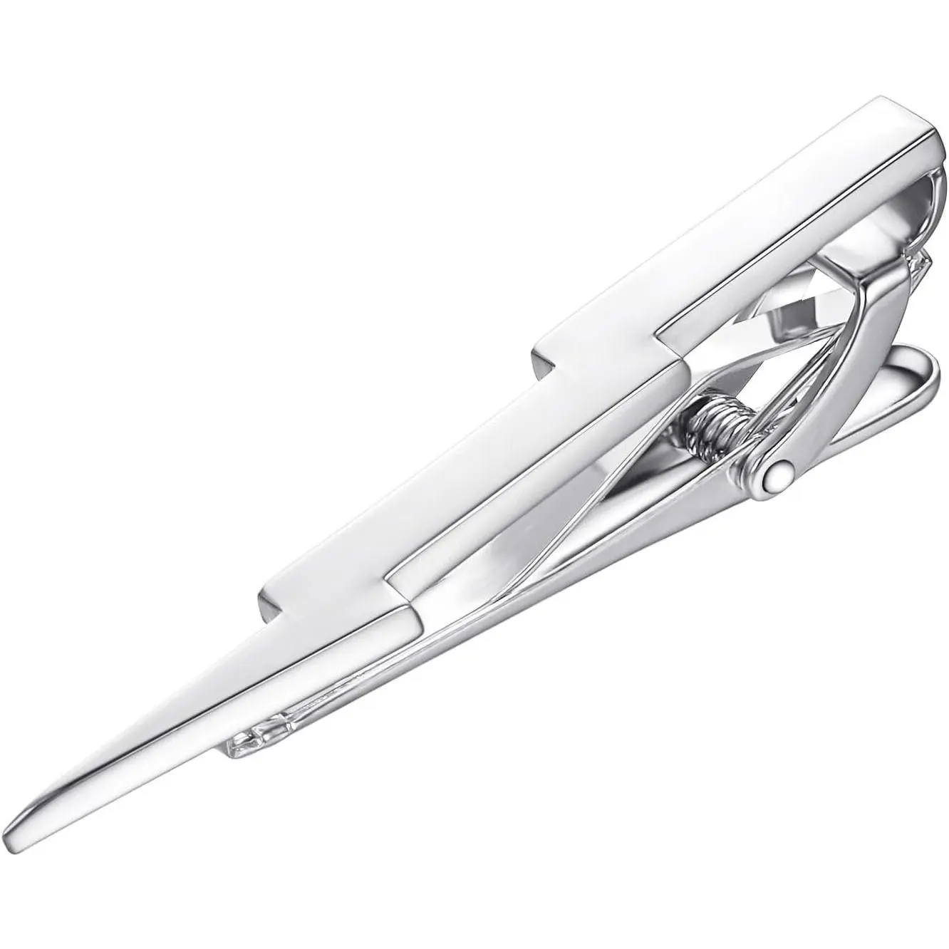 Silver Lightning Bolt Tie Clip For Men Cool Lightning Tie Clip Pins Jewelry Necktie Clips Skinny Tie Pin