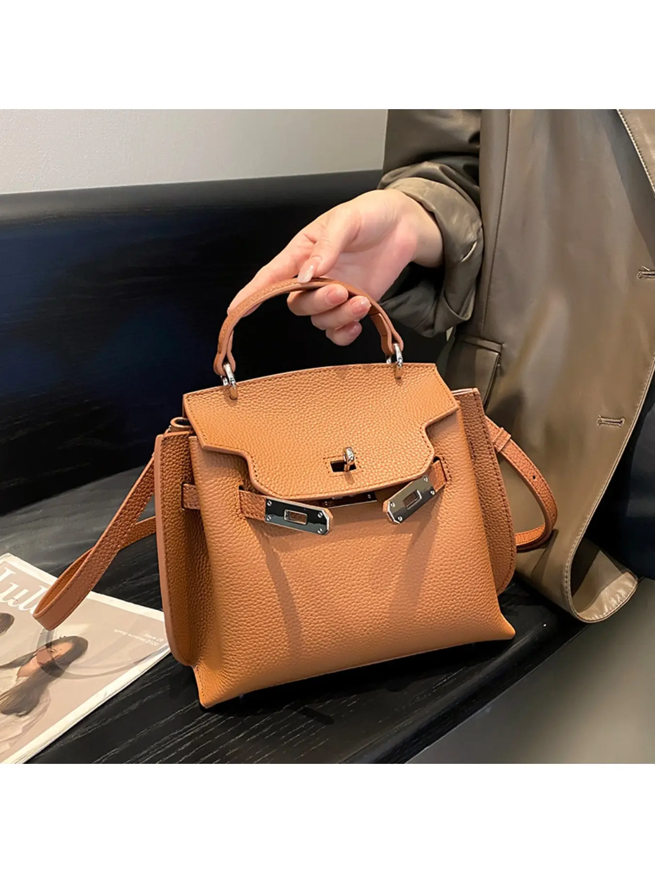 Premium first-layer cowhide Kelly bag 2025 new leather women's bag Casual Commuter Handbag trendy fashion handbag shoulder messenger bag Casual Everyday Bag