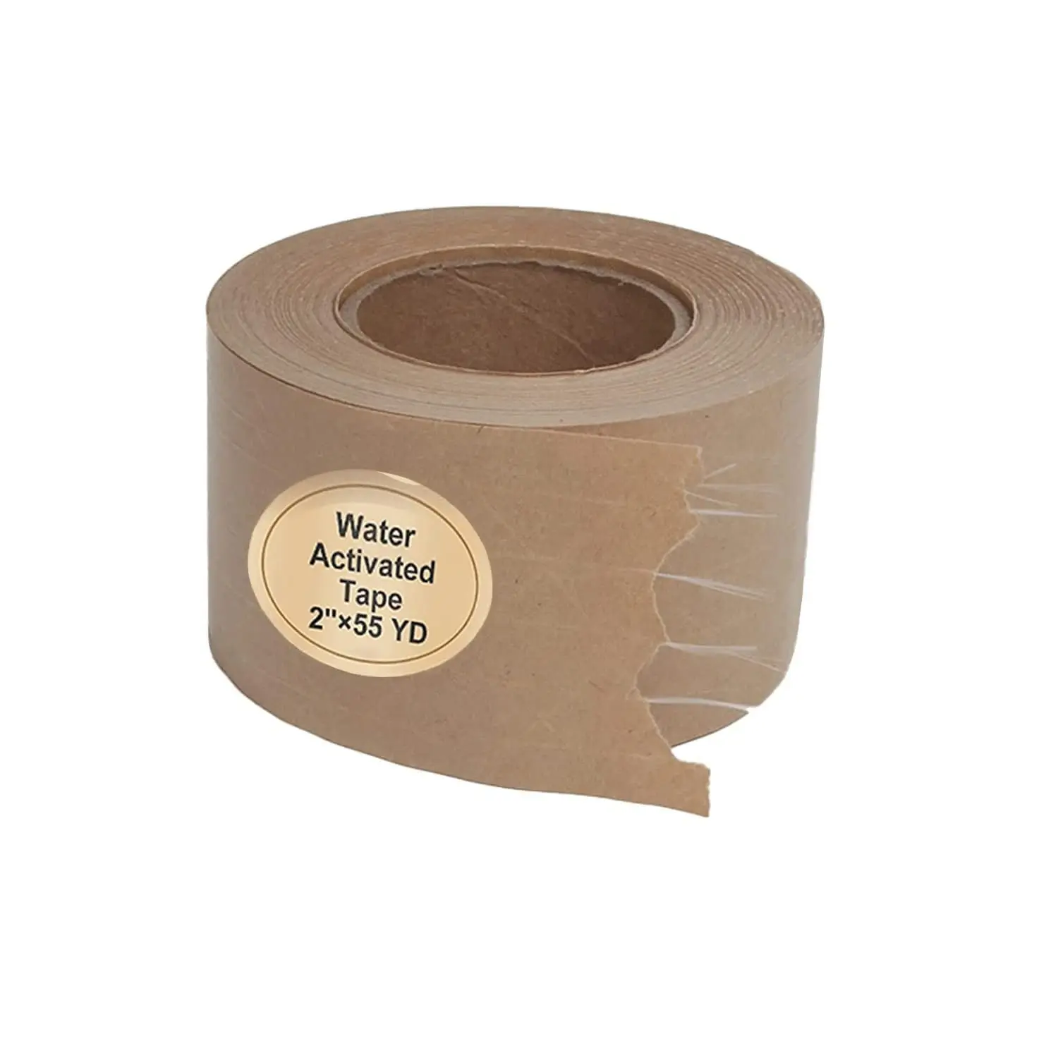 Water Activated Tape Fiber Reinforced Packing Tape Kraft Tape 2”X 165 feet Per Roll Brown Tape Gummed Paper Tape for Heavy Duty Packaging and Shipping Writable Eco-Friendly Biodegradable