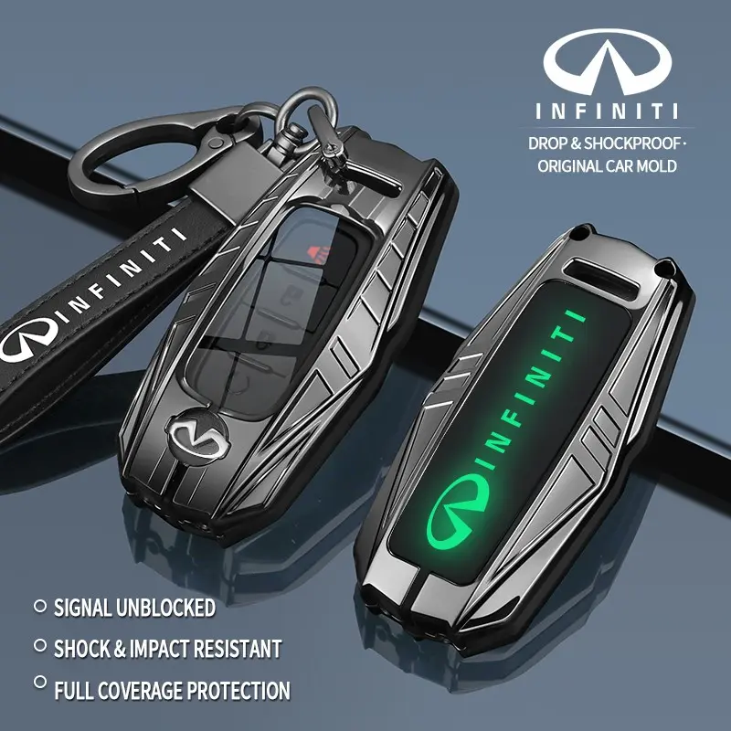 Infiniti Qx60 Qx50 Key Cover, Metal Car Key Protector, Remote Control Case, Keychain Accessory, Mech Style, Backlit Logo