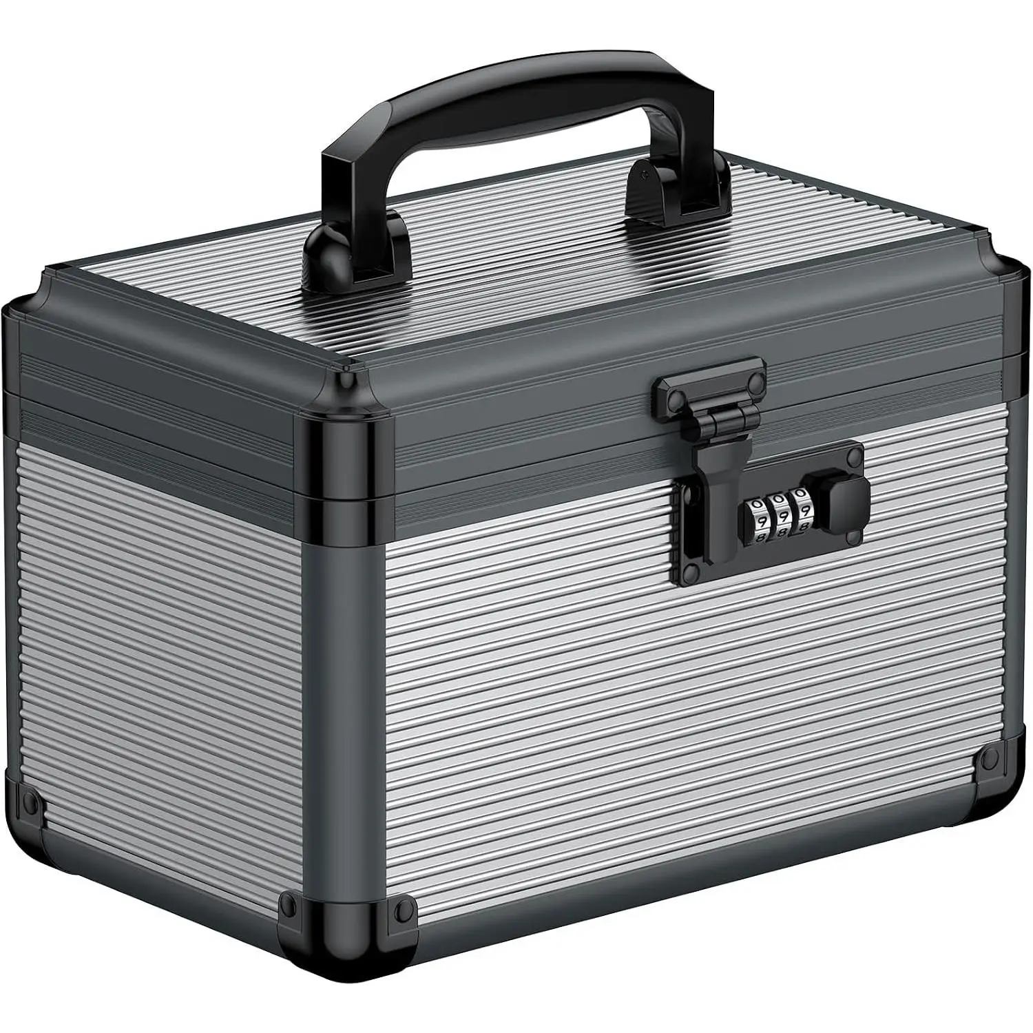 Medicine Lock Box,9.5x6x6.5 in, Medication Lock Box with Code | Security combination lock, robust aluminum construction, portable rust-proof handle, removable ABS tray