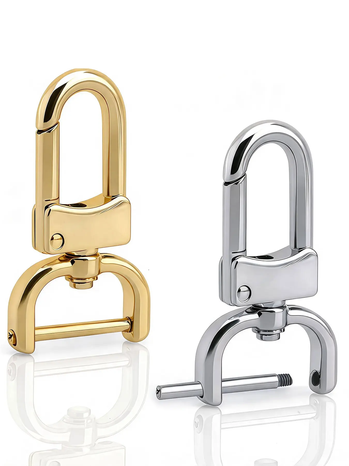 2pcs Detachable Snap Hook Swivel Clasp D-Rings Lobster Claw Clasp with Screw Bar for Keychain Lanyard Purse Buckle Clip