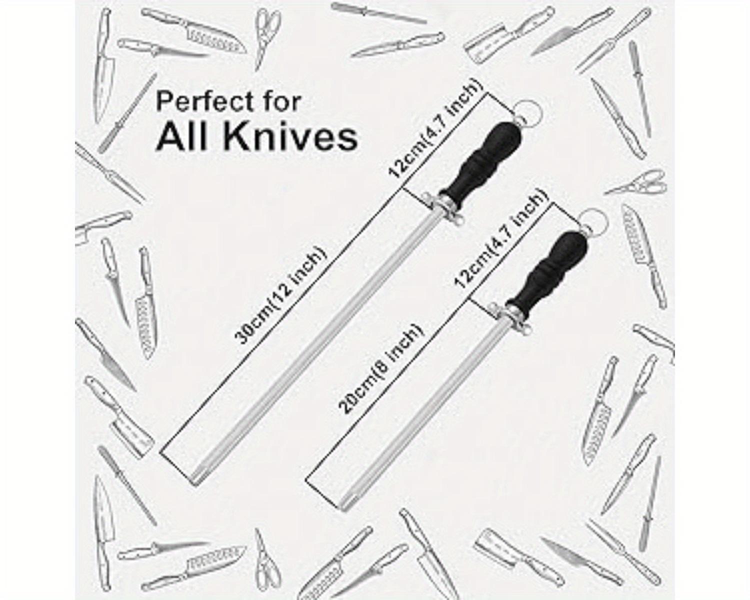 8-inch & 12-inch Honing Steel, Professional Carbon Sharpening Steel, 2 PCS Honing Rod/ Knife Steel, Kitchen Knives Honing Rod, Non-slip Handle, Kitchen Knife Sharpener Rod Repair Knife Edge 8-inch & 12-inch Honing Steel, Professional Carbon Sharpening Steel, 2 PCS Honing Rod/ Knife Steel, Kitchen Knives Honing Rod, Non-slip Handle, Kitchen Knife Sharpener Rod Repair Knife Edge