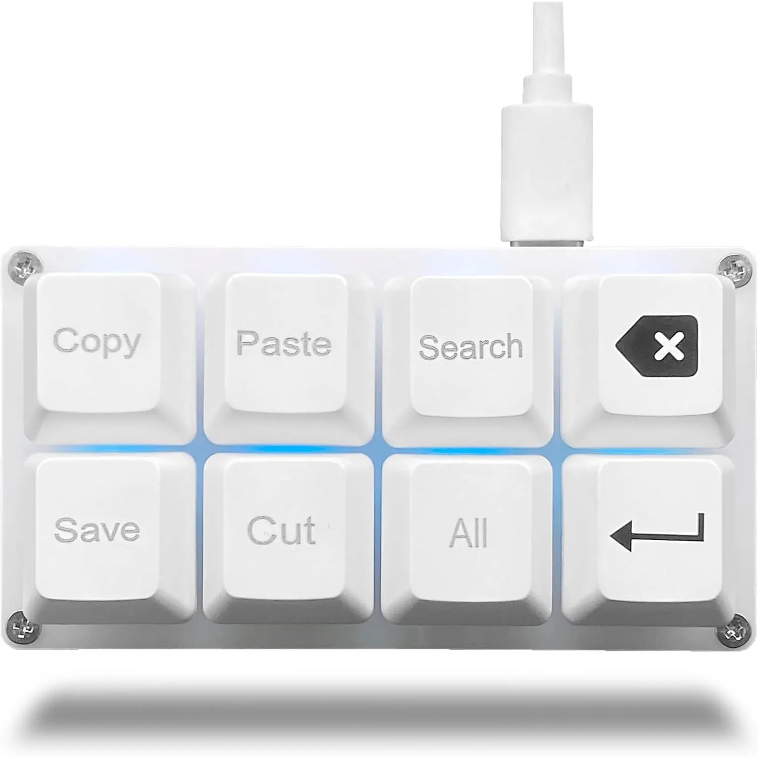 Copy Paste Search Backspace Save Cut  Enter 8-Key Keyboard SayoDevice  Handed OSU Keypad Programmable Mechanical Shortcut Macro Keyboard for Working and Gaming (White)