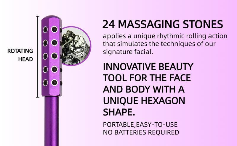 Professional Germanium Facial Roller with High Frequency Therapy – For Firming Skin, Reducing Wrinkles & Lymphatic Drainage | Rechargeable Purple Beauty Device | Dermatologist-Tested
