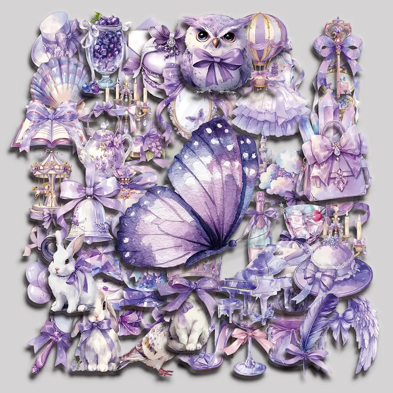 50PCS Purple Dreamscape Aesthetic Vinyl Stickers Pack for Laptop Water Bottle Phone Case Skateboard Journal Scrapbook DIY Decoration