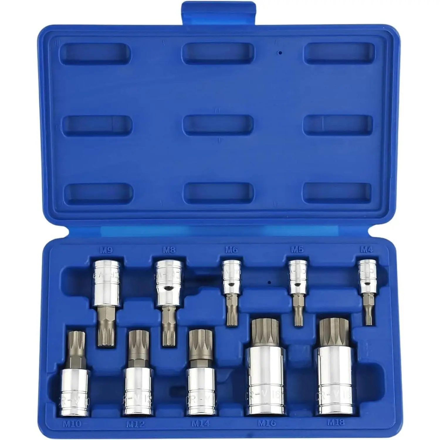 10056A XZN Triple Square Spline Bit Socket Set, 1/4-Inch 3/8-Inch & 1/2-Inch Drive, 10 Piece Set with Cr-V Sockets and S2 Steel Bits