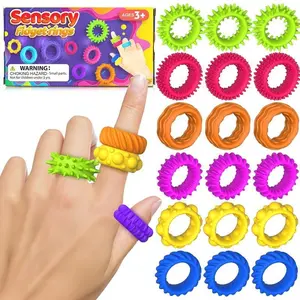 Kids Silicone Sensory Finger Rings - Sensory Fidget Keychain, Sports & Outdoor Protective Gear Accessory for Calm, Stress Relief