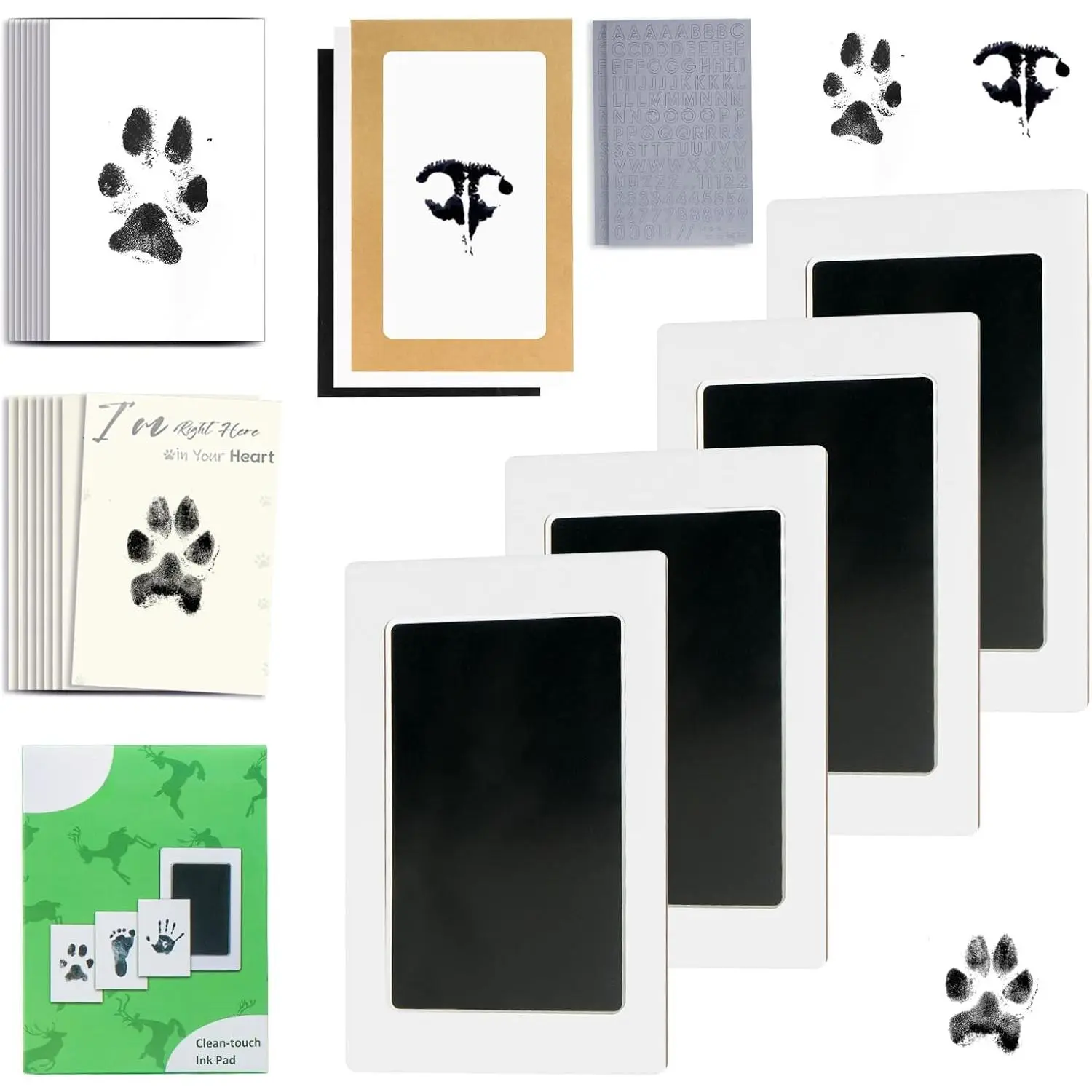 Inkless Paw Print Kit,Dog Paw Print Kit,Dog Nose Print Kit,Clean Touch Ink Pads and Imprint Cards,Pet Paw Print Impression Kit  Dogs Cats Footprint Keepsake