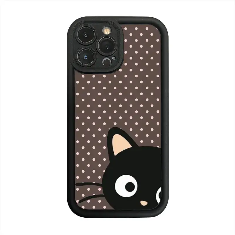 Kawaii Cartoon Chococat Phone Case for iPhone 11-18 Series, Dual Layer Soft TPU+Silicone Protect Cover, Shockproof Drop Proof, Rubberized Grip, Responsive Buttons, Camera Guard, Phone Accessories for Cat Enthusiasts