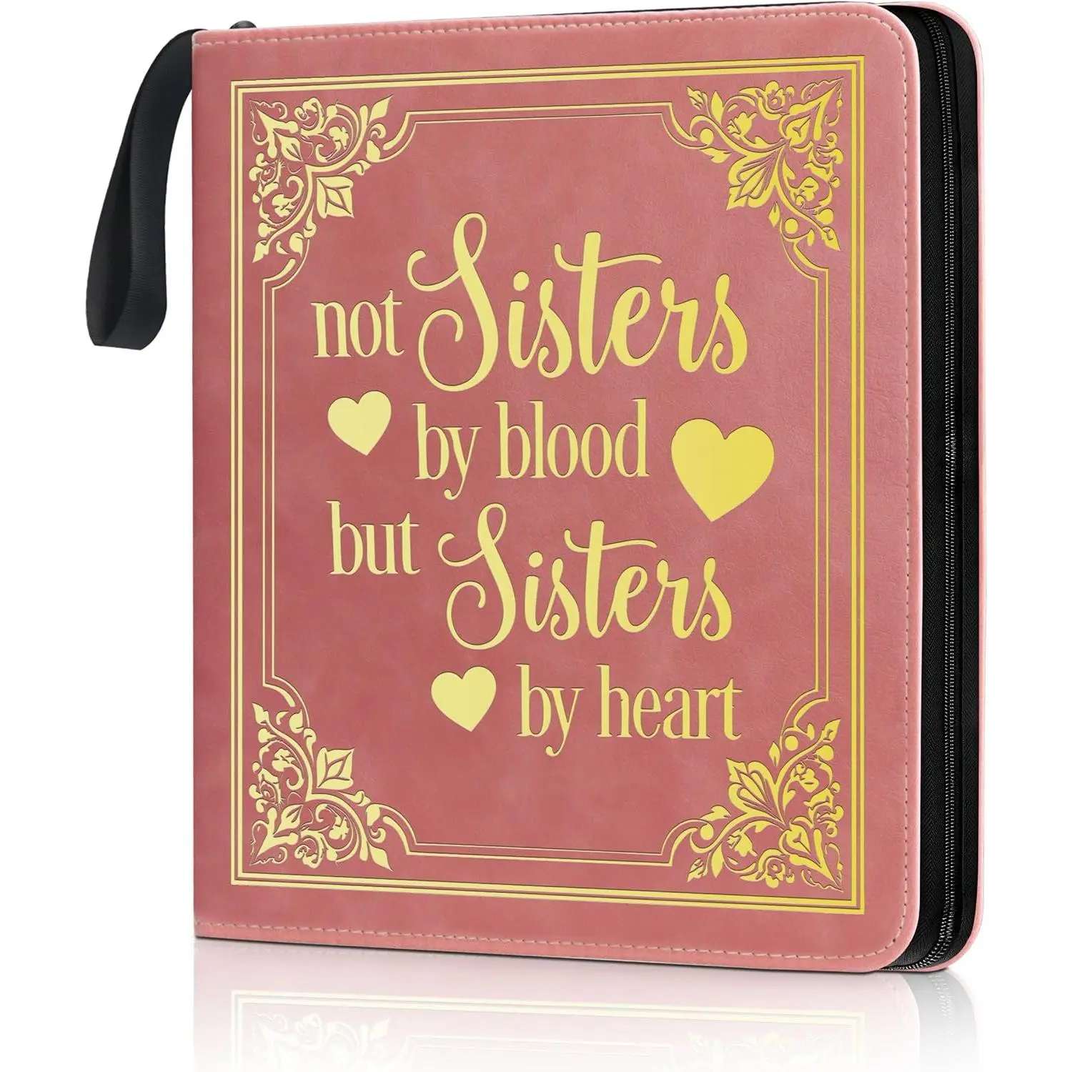 Sister Leather Photo Album 4x6 100 Photos, Memory DIY Scrapbook with 25 Sheets and 20 Blank Kraft Sheets, Travel Souvenir Diary Photo Book for Soul Sisters Gifts BFF
