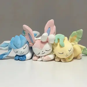 New Sleeping Pokemon Plush Toy Soft Cute Eevee Evolution Glaceon Leafeon Sylveon Doll Gifts