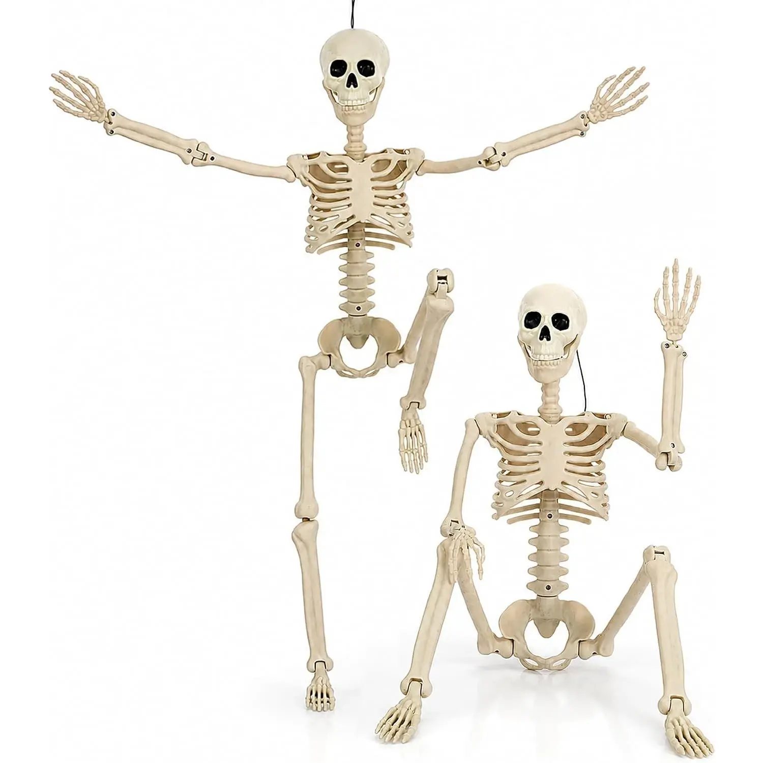 2 Pack 36.5" Halloween Skeleton, Full Body Life Size Posable Skeletons with Movable Joints, Realistic Plastic Human Bones Anatomy Model for Halloween Outdoor Yard DecorGift