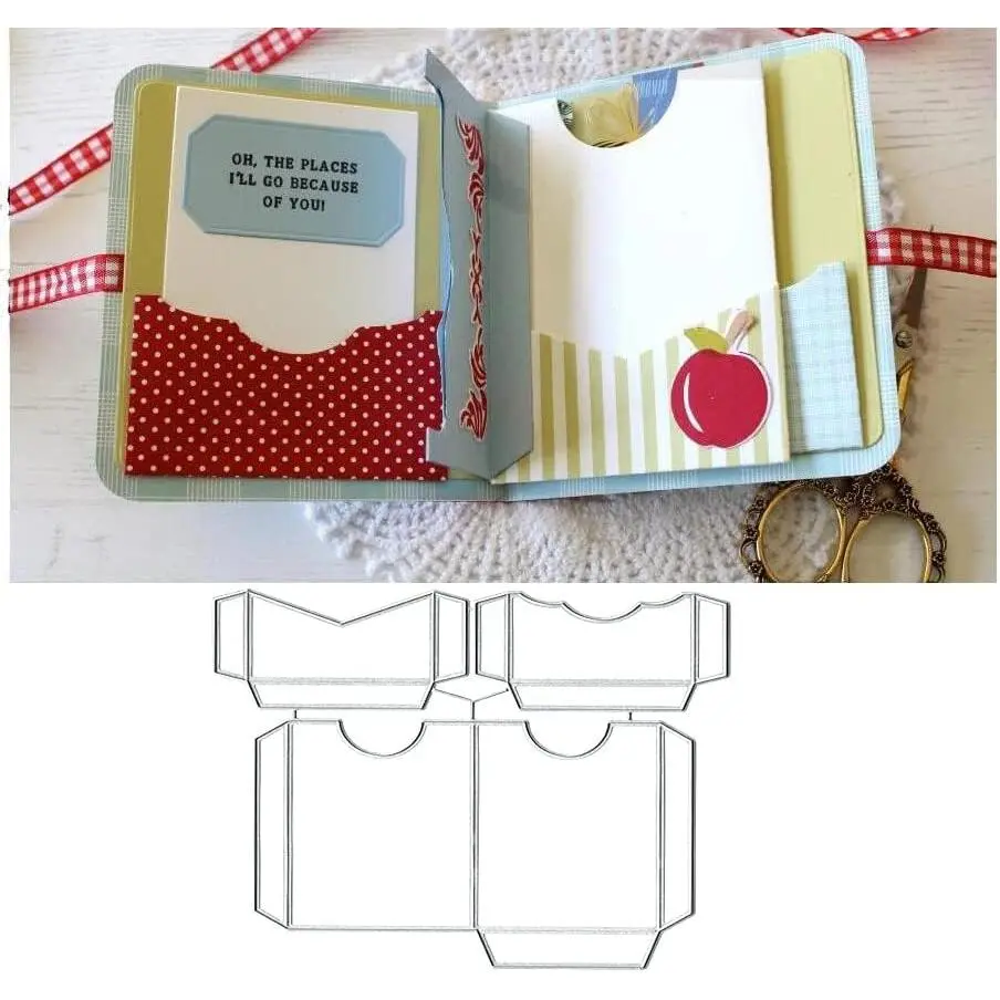Card Tags Metal  Cuts  Dies,  Card Holder Book Pockets Paper Cards  Dies Cut Stencils for DIY Embossing Card Making Book Tags Decorative Paper Dies Scrapbooking