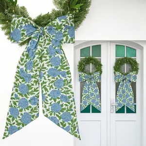 2 Pcs Hydrangea Bow Wreath Sash 24 x 16 Inch Christmas Wreath Sash for Front Door Holiday Floral Burlap Bow Accessories for Doorway Indoor Outdoor Garland Home (Blue Green)fidget toys