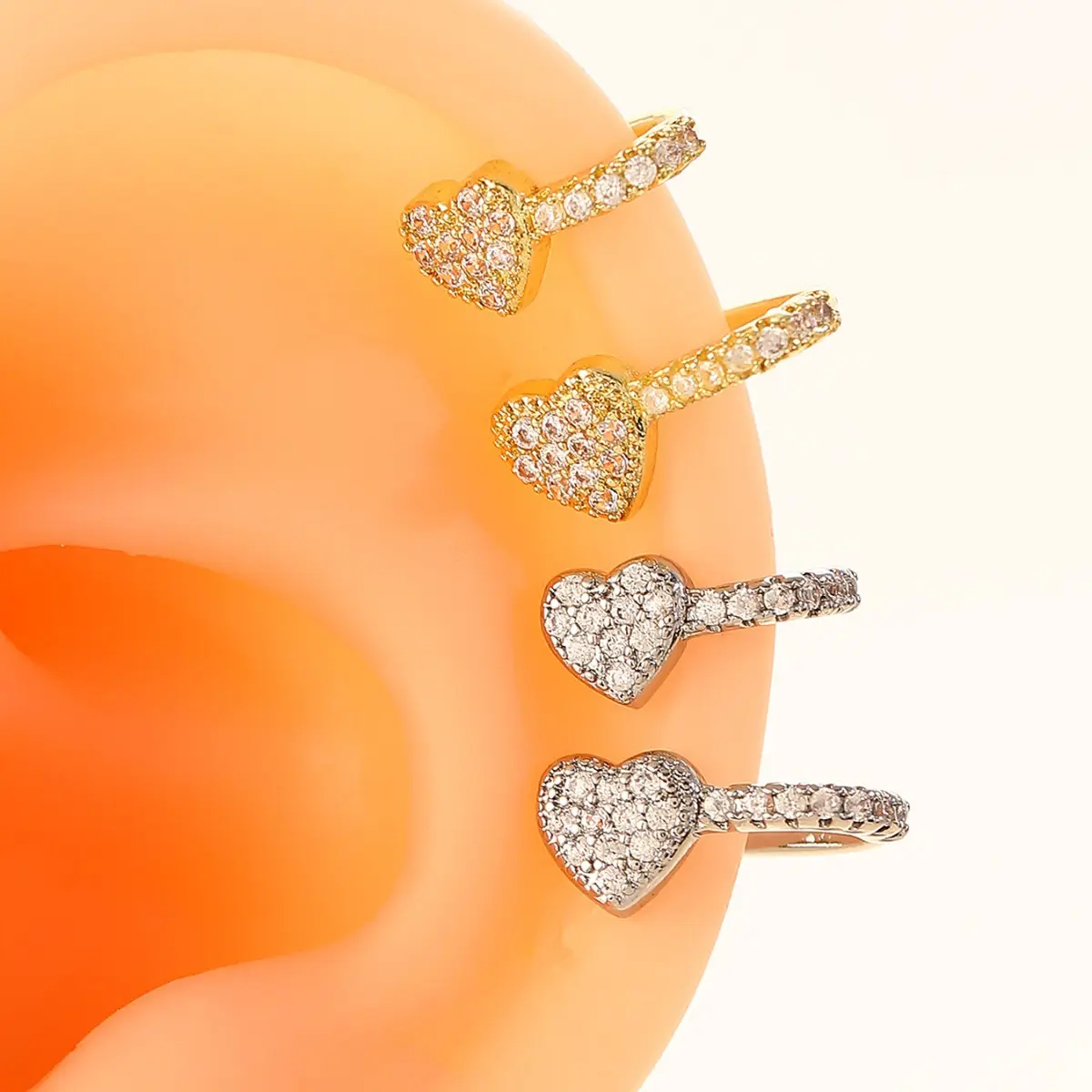 Sparkling Heart Cuff Earrings for Women Clip On Earrings No Piercing Ear Cuff, Dainty Love Heart Shaped Non-Pierced Ear Cuffs Trendy Jewelry for Daily Wear, Party, Gift