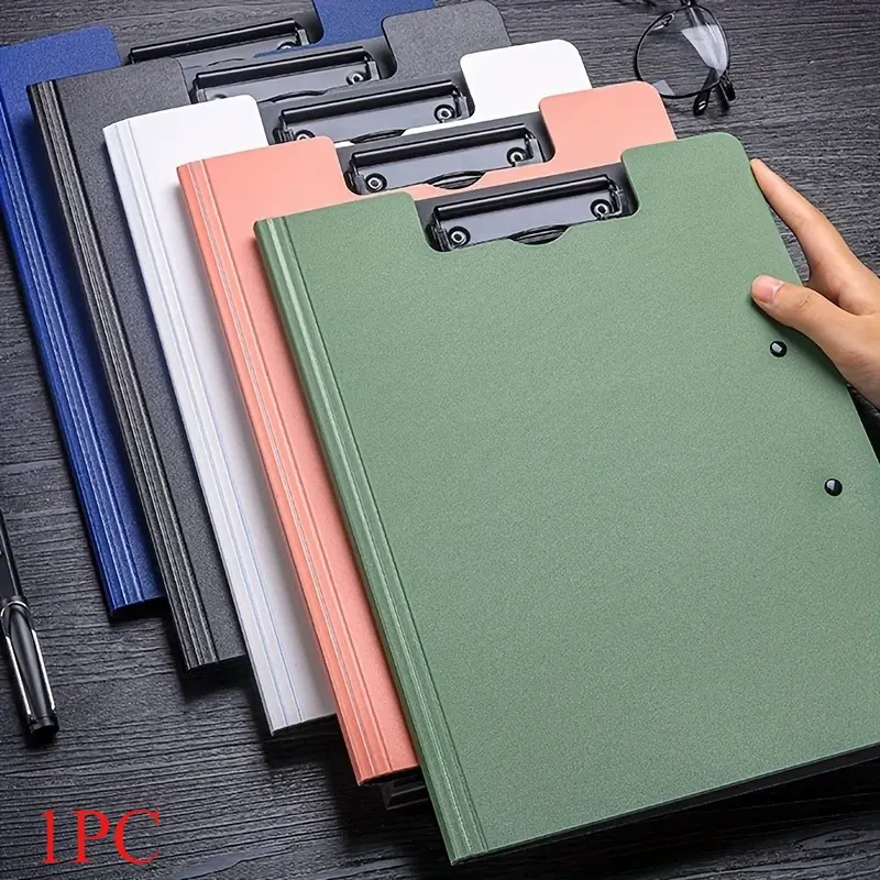 A4 Dual Clip Clipboard With Storage Folder, Paper Document Storage Case for School Office