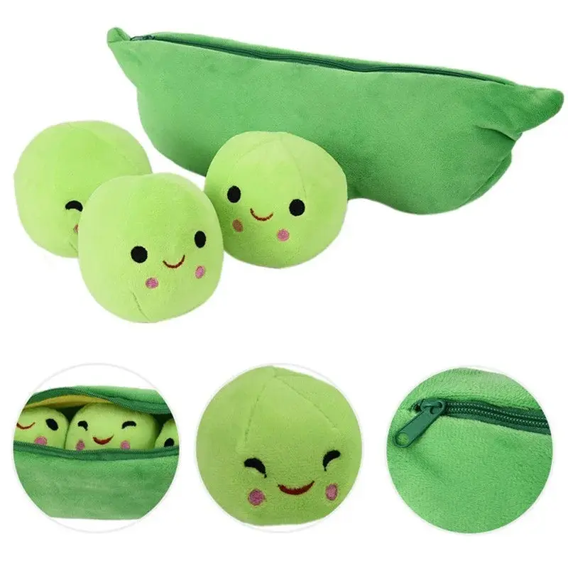 ZK20 Plush Toy Soft Throw Pillow Stuffed Pea Pod Toys Kids Gift