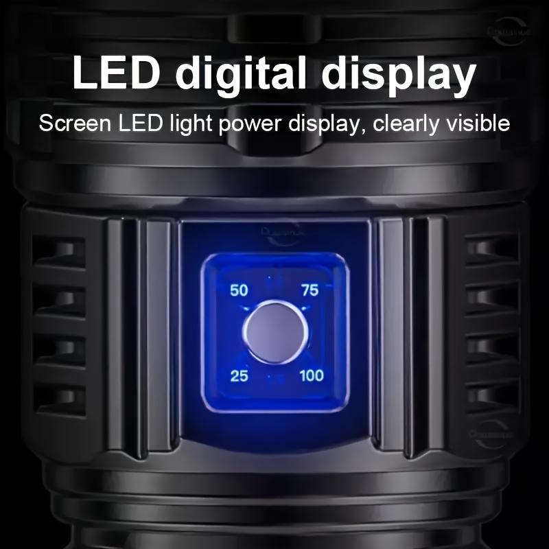 Flashlight, Ultra Bright, Adjustable Focus and Floodlight Modes, Five Lighting Modes, USB Charging and Reverse Charging, Aluminum Alloy Outdoor Flashlight, Suitable for Camping, Home Night Light, Hiking, Fishing