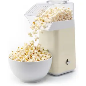 Hot Air Popcorn Machine - 14-Cup Electric Popcorn Popper, Oil-Free, 1200W - Includes Measuring Cup - Home Popcorn Maker for Movie Nights - Cream