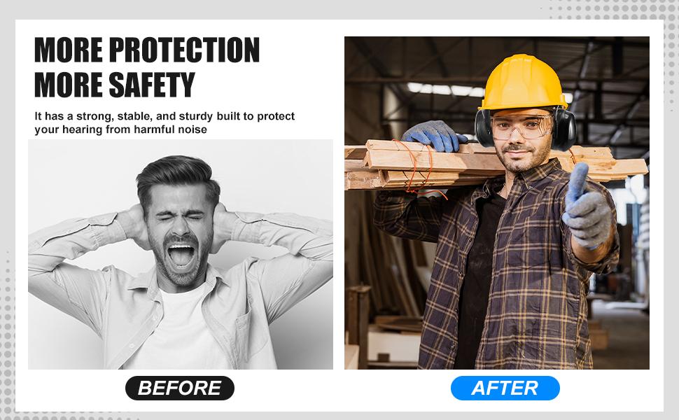 3 Pack Shooting Ear Protection for Gun, Hearing Protection Ear Muffs 28dB with Shooting Eye, Earplugs